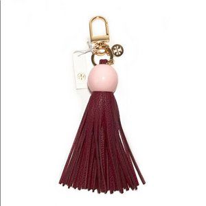 NWT TORY BURCH CUTE PINK LEATHER RESIN BEAD KEY FOB